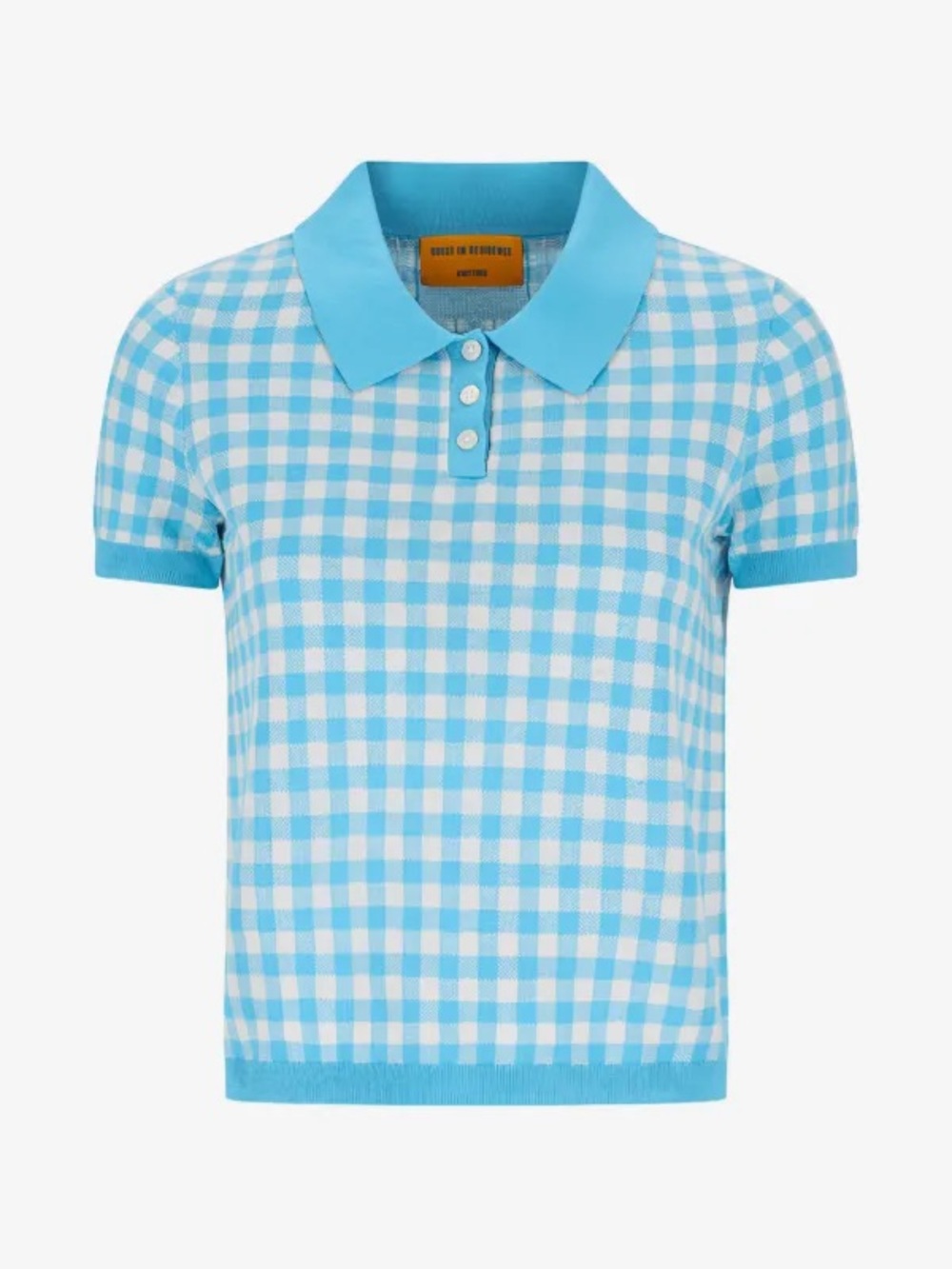 Guest In Residence Silk/Linen Knit Polo Shirt in Light Blue and White - NWT S